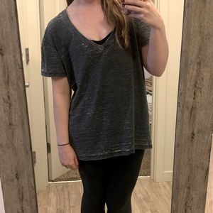 Lucky Brand Distressed V Neck